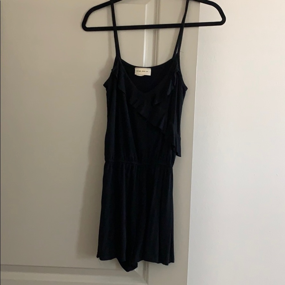 Enough About Me Black Ruffle front short Romper S